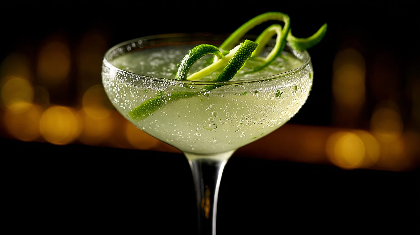 Gimlet in einer Coupette mit Limettenzeste